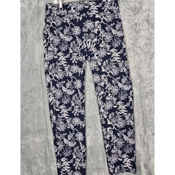 New Directions Womens  PANTS  Size 10  Navy Blue white Stretch Tummy Panel - Picture 1 of 10
